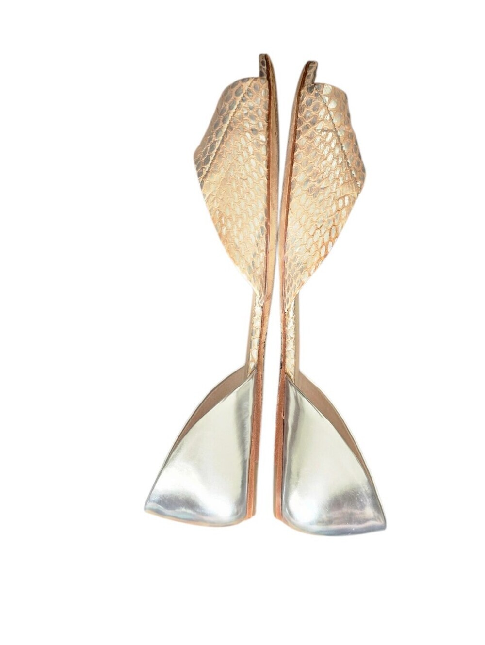 Coach Metallic Gold Snakeskin Peep-Toe Flats Size 9.5 - Picture 5 of 7